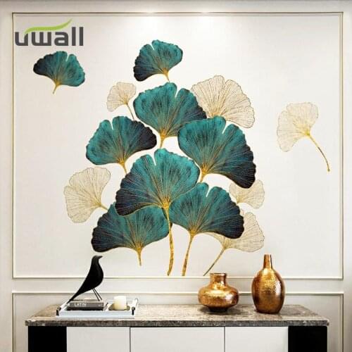 Ginkgo Leaves Wall Stickers Self-Adhesive Bedroom Home Decor Living Room Decoration Kitchen Bathroom Tile Sofa Background Kids