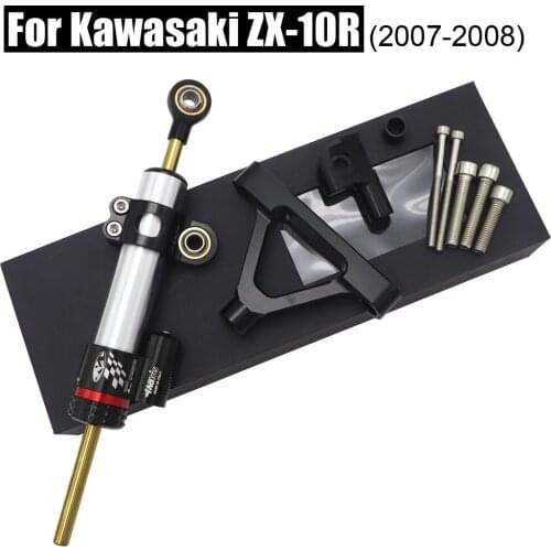 For Kawasaki ZX10R 04-05 Racing Motorcycle CNC Steering Damper Stabilizer Buffer Control Bar With Mounting Bracket Kit Full