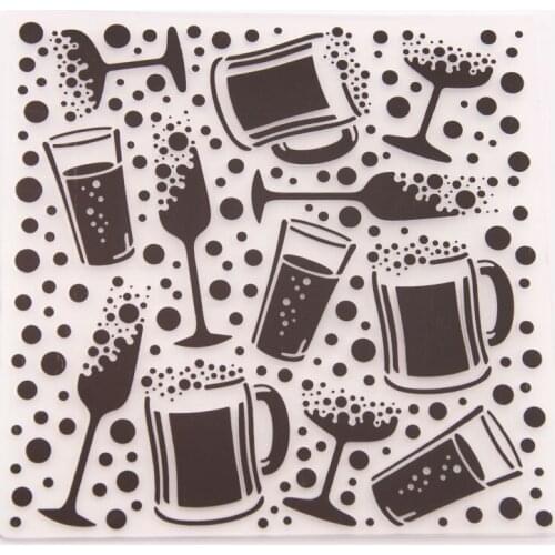 Wine Glass Coffee Cup DIY Plastic Embossing Folder Stencil Template Molds Scrapbooking Paper Cards Making Photo Album Decoration