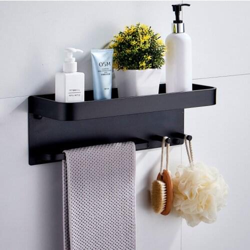 Bathroom Racks Punch-free Multi-functional Aluminum Bathroom Toiletries Storage Rack Bathroom Wall-mounted Shelf Rack