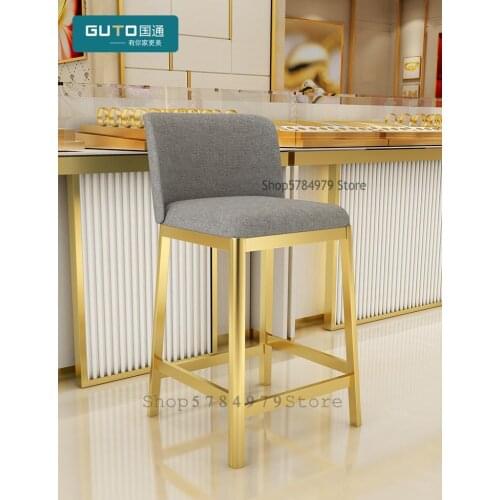 Front Desk Chair Back Comfortable Jewelry Store Counter Reception Chair High Foot Cash Desk Stool Modern Simple Bar Chair