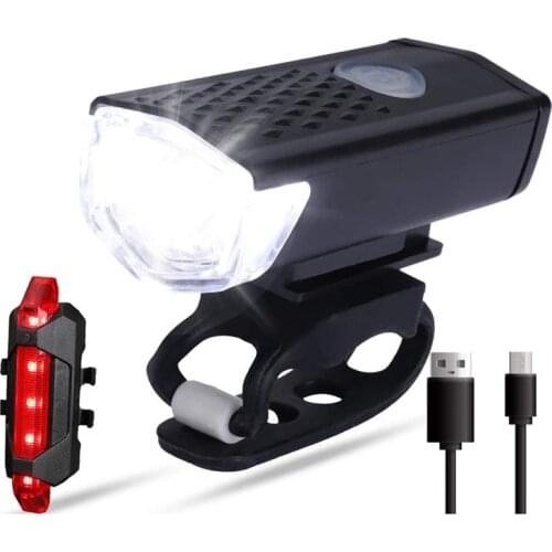 Bike Bicycle Light USB LED Rechargeable Set Mountain Cycle Front Back Headlight Lamp Flashlight