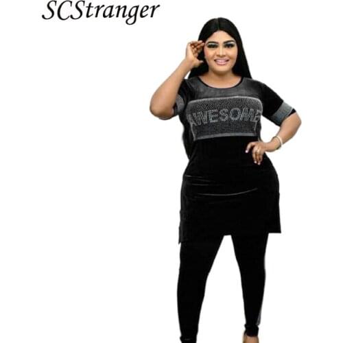 SCSTRONGER Spring Ladies Fashion African Ladies Velvet Blouse Pencil Pants Temperament Commuter Slim Suit Спортивныйкостюм Женск