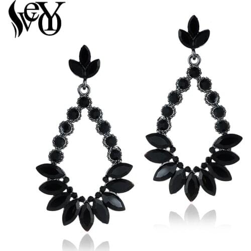 VEYO Vintage Hollow Crystal Drop Earrings Bridal Dangle Earrings for Women Fashion Jewelry Gift New