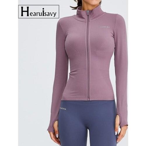 Autumn Women Running Jacket Fitness Elastic Exercise Tight Jacket Classic Style Long Sleeve Yoga Crop Top Zipper Sports Coat