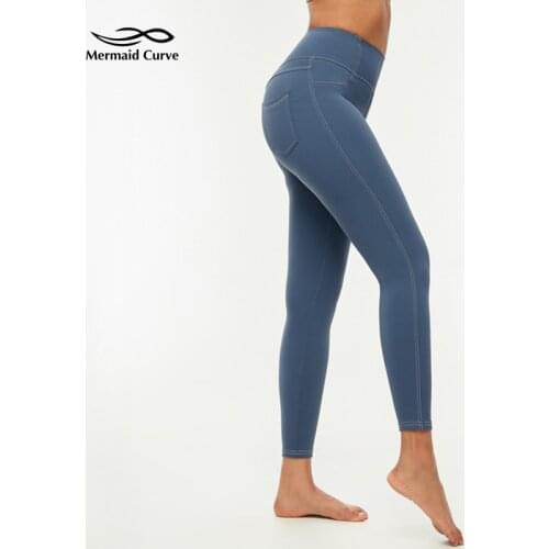 Mermaid Curve Push Up The Hips Running Leggings Women High Waist Elastic Yoga Pants Tight Gym Fitness Dance Leggings With Pocket
