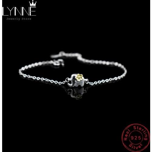 New Fashion Gold Flower Elephant Charm Bracelet 925 Sterling Silver Animal Design Pendant Summer Hand Chain Women Jewelry Gift