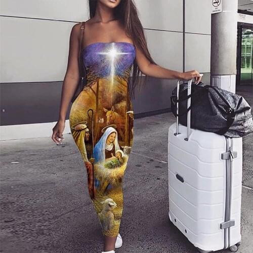 KYKU Brand Jesus Dress Women Christian 3d Print Angel Sundress Animal sleeveless Galaxy Ladies Dresses Womens Clothing Summer
