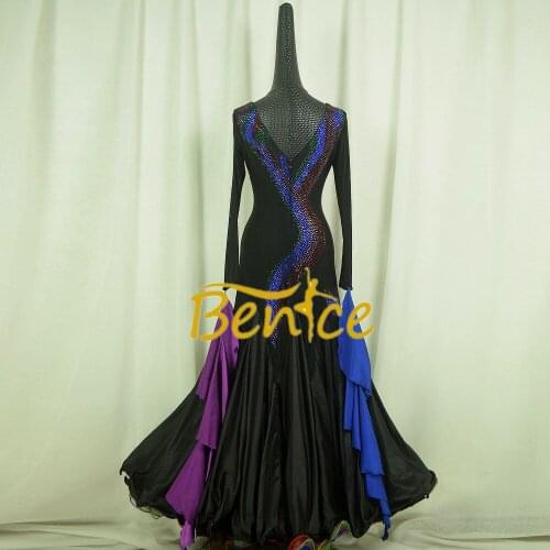 Standard Ballroom Dress Women New Of 2019 Custom Made High-necked Long Sleeved Waltz Ballroom Dance Competition Dresses