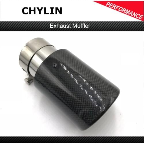1 Piece Single Glossy Carbon Fiber Car Back System Exhaust Tailtip Auto Universal Muffler Exhaust Pipes For Ak For Bmw
