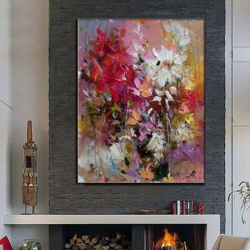 Big 100% Hand-painted Floral Purple Abstract Oil Painting Modern Wall Art Living Room No Frame Picture Home Decoration Painting