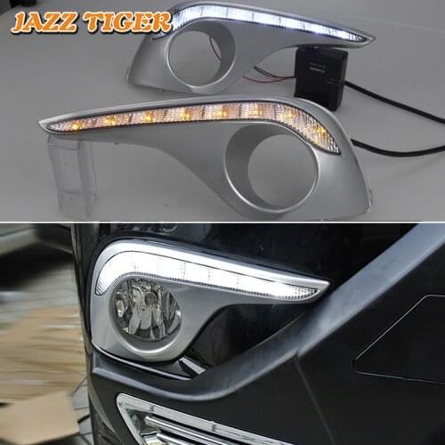12V LED Daytime running lights For Toyota Highlander 2012 2013 2014 auto Drl with turn signals for cars fog lights headlights