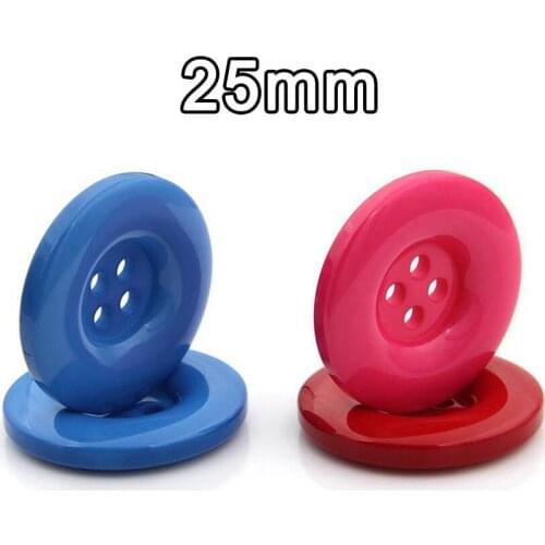 17pcs 4 Holes 25mm Plastic Resin Round Buttons Orange Purple Red White Fit Sewing Scrapbooking DIY Accessories For Clothing Suit