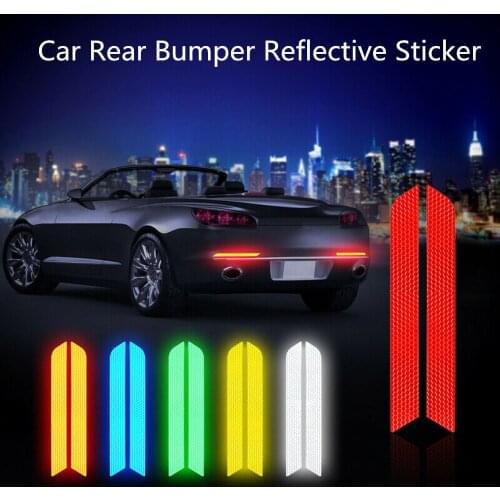 2 Pcs Car Reflective Safety Warning Car Trunk Tail Door Bumper Decal Reflective Sticker Protective Collision Scratch Car Styling