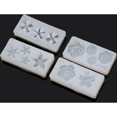 4Pcs 3D Silicone Flowers Nail Art Mold UV Expory Resin Cabochon Jewelry Making W0YA
