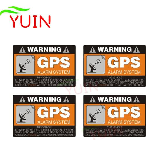4 X 12*12cm GPS Alarm System Car Sticker Warning Decal Personalized PVC Decoration Cars Accessories Waterproof Sunscreen Decals