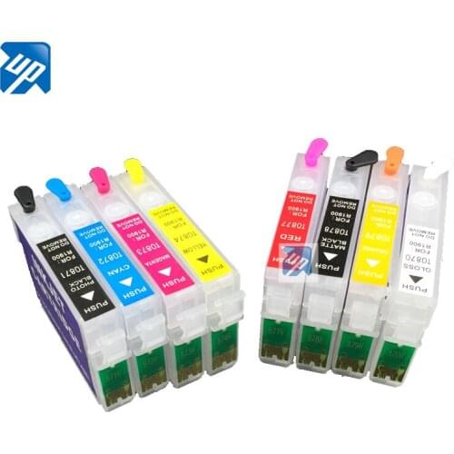 5sets R1900 T0870 t087 87 Refillable Ink Cartridge for Epson Stylus Photo 1900 T0870 - T0879 CISS CIS