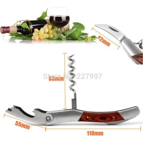 50 pcs Wood Handle Stainless Corkscrew Double Hinge Wine Bottle Opener Wine Bottle Cover Wine Bottle Rack Free DHL