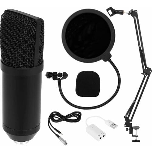 6pcs Podcast Condenser Microphone Professional Studio Mic Set PC Microphone for Studio Recording Broadcasting