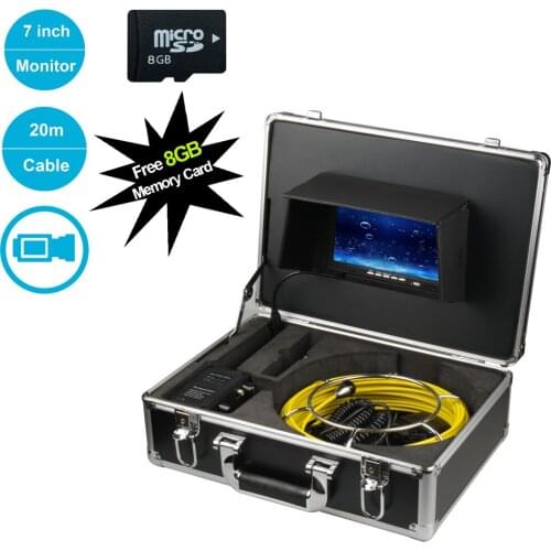 7inch LCD Monitor 23mm Lens Industrial Pipe Sewer Inspection Video Camera IP68 Waterproof Drain Pipeline Endoscope Camera 20-50M