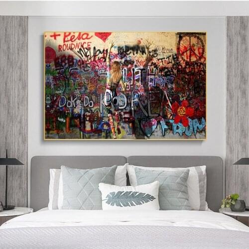 Abstract Sexy Woman Graffiti Art Canvas Paintings On the Wall Art Posters And Prints Street Art Canvas Pictures For Living Room
