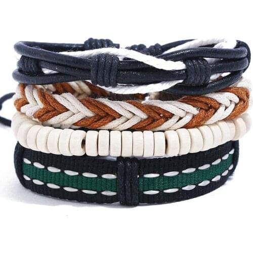 Bohemian Ethnic Fashion Rope Leather Bracelet Beads Charm Bangle Wrap Braided Weave Wristbands Accessories Vintage Boho Jewelry