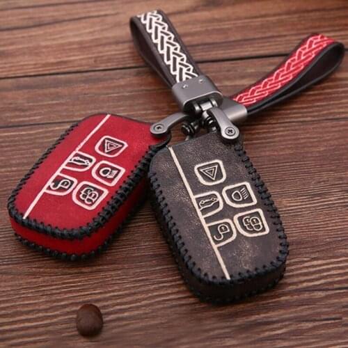 Key Shell Case Keychain Car Key Bag Fob For Land Rover Range Rover Evoque Discovery 4 5 Buttons Leather Key Cover