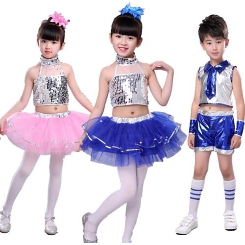 Children Sequin Boys and girls Jazz Dance Modern Dance Costume fashion Latin waltz dancing dress stage show dresses