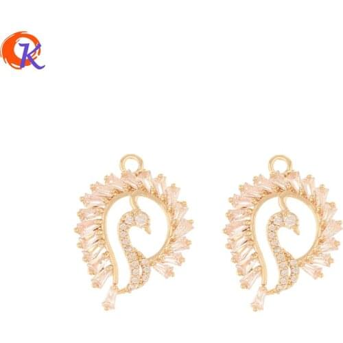 Cordial Design 20Pcs 17*22MM DIY Jewelry Making/Charms/Earring Findings/Peacock Shape/Jewelry Accessories/Hand Made/CZ Pendant