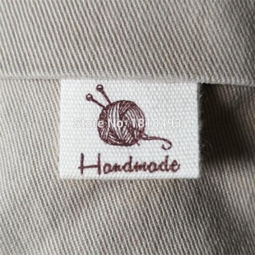Free shipping stock handmade label/cotton printed label/DIY gift label/cotton label printing/custom clothing label logo