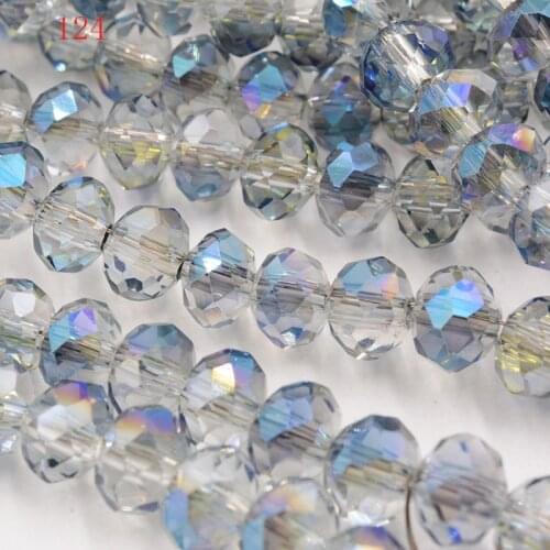 FLTMRH Wholesale 70pcs Rondelle Faceted Crystal Glass Loose Spacer Beads 8mm CLEAR green