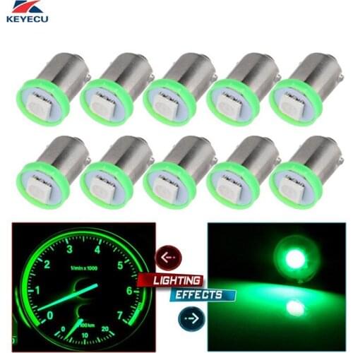 KEUECU 10 PCS Green BA9S 5050 1SMD Canbus Error Free Interior Dome Auto Instrument Panel Light Bulb