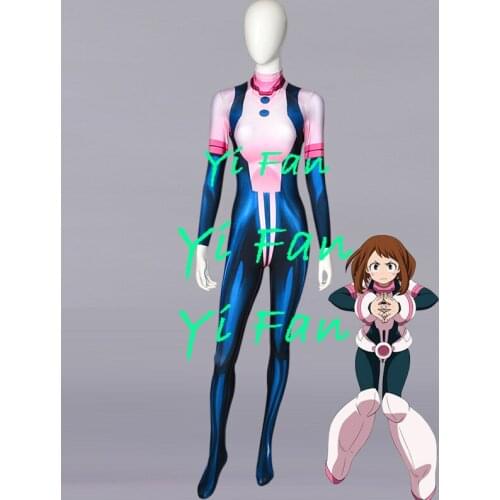 3D Print Ochaco Uraraka Cosplay Costume Spandex Halloween Costumes for Woman Hot Sale Free shipping