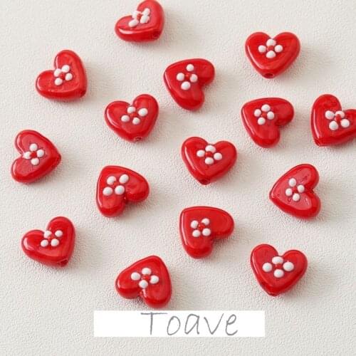 Red Peach Heart Love Straight Hole Beaded DIY Pendant Earrings Necklace Bracelet Pendant Accessories
