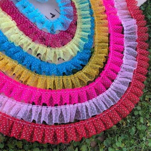 1M Latest Lace Fabric Guipure Wide 2.5cm Tulle Lace Trim Dot Laces Ribbon Doll Sewing Trimmings For Dresses encajes dentelle F03