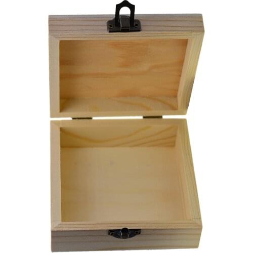 Square Wooden Jewelry Box Plain Unfinished Wood Trinket Box W/Lid 12x12x5cm