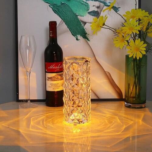 TT Diamond Rose Small Night Lamp Bedroom Bedside Adjustable Light Rechargeable Atmosphere Portable Light Luxury Table Lamp