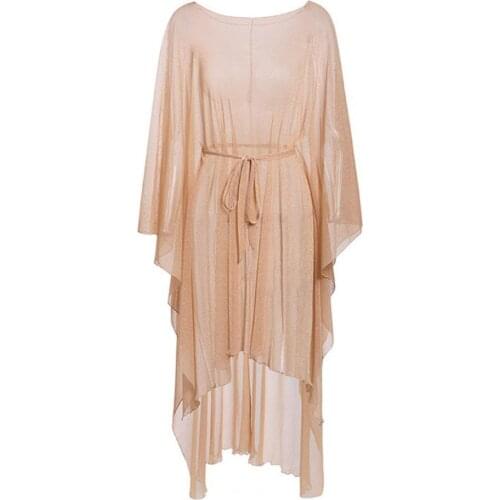 Fashion Women Swimsuit Sexy Cardigan Solid Color Anti Sun Glistening Long Sleeve Bikini Cover Up for Beach