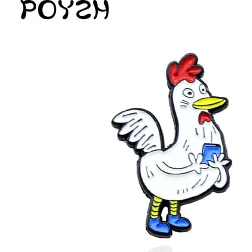 Cartoon Rooster Enamel Pin Blue feet Doctor chicken Brooches Reading birds Fun animal Lapel Pin Bag Badge Gifts for kids