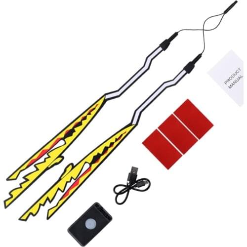 N0HF Night Riding Signal Flashing Stripe Bar Motorcycle Helmet Luminous Sticker Decal Portable Decoration Light Bar