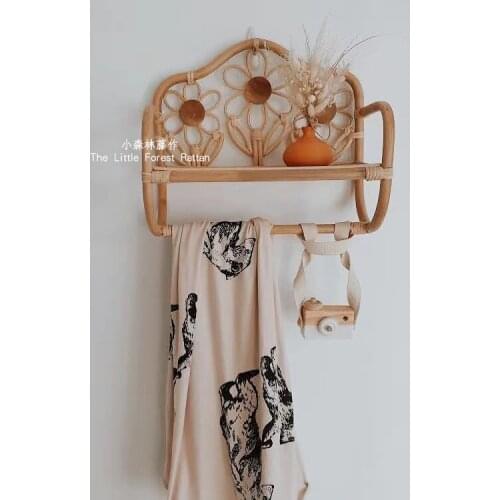 Nordic Style Rattan Wall Hanging Storage Rack Entrance Storage Creative Trending Small Flower Stand