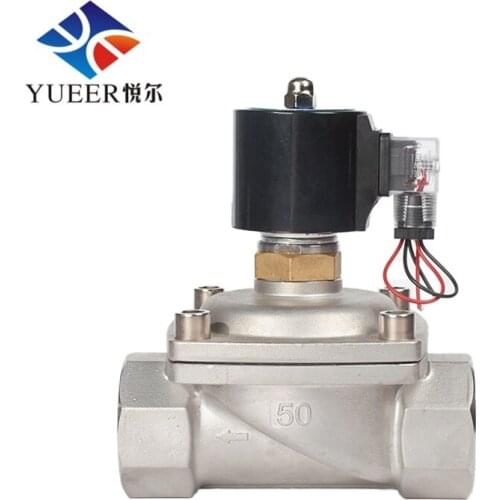 Normally Open Solenoid Valve Stainless Steel 24V Zero Pressure Direct-acting 11/2" Outdoor Waterproof AC220V DC12V 24V