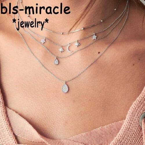 Bohemian Necklace 2019 For Women Girl Gold Color Water Droplets Necklaces Multi Layer Collar Bijoux Fashion Jewelry Wholesale