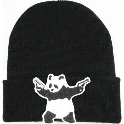 Cartoon panda embroidery Thicken knitted hat winter warm hat Skullies cap beanie hat for kid men women 355