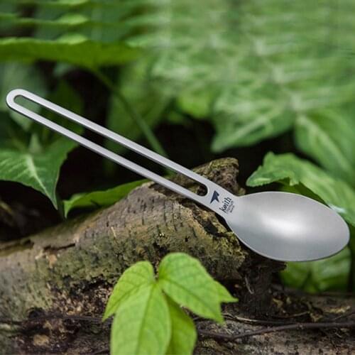Hollow Long Handle Spoon Titanium Tableware Camping Cutlery Ultra Light Travel Tablewares Picnic Hiking Convenient Spoon 180mm