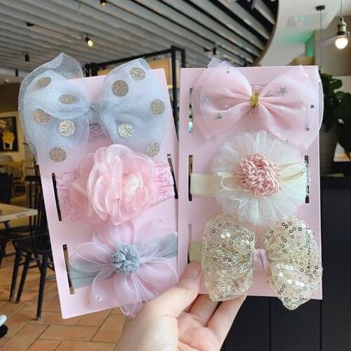3Pcs/set Newborn Baby Headband Haarband Cute Lace Flower Bows Bowknot Crown Rabbit Bear Princess Baby Girl Hair Accessories