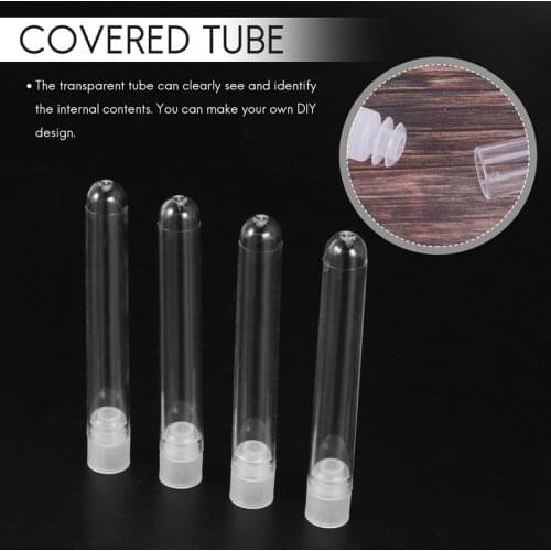 100Pcs Clear Plastic Test Tubes with White Screw Caps Sample Containers Bottles Push Caps 12X75mm