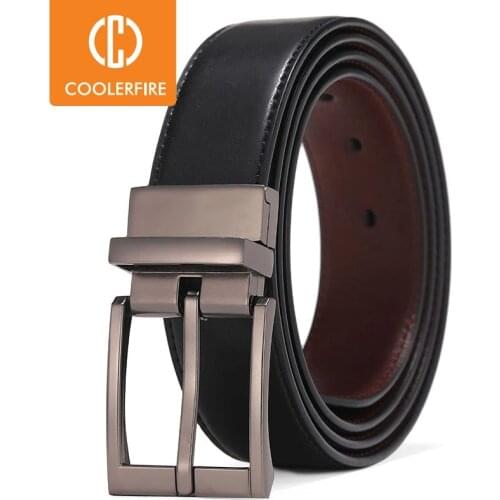 Business Dress Belts for Men Men Genuine Leather Belt Reversible Buckle Brown and Black Belt HQ110