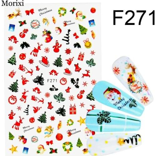 Christmas nail art sticker for 3D manicure accecssories snow man tree gift self adhesive nail decals FW066