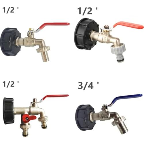 S60X6 1/2" IBC Tank Adapter Garden Hose Faucet Water Tank Hose Connector 3/4" Garden Tap Replacement Connector Fitting Valv